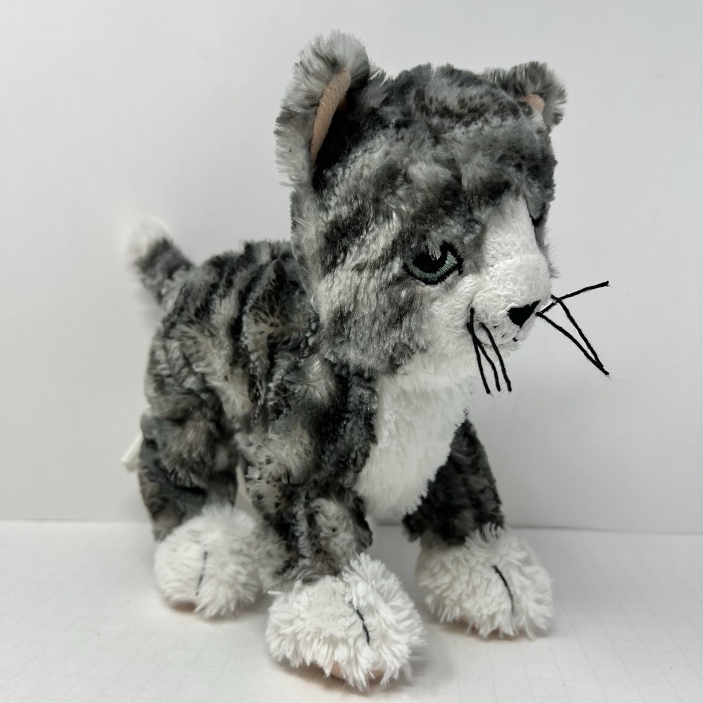 IKEA Lilleplutt Kitty Cat Plush Gray White Tabby Stuffed Animal Soft Toy‎ 9"